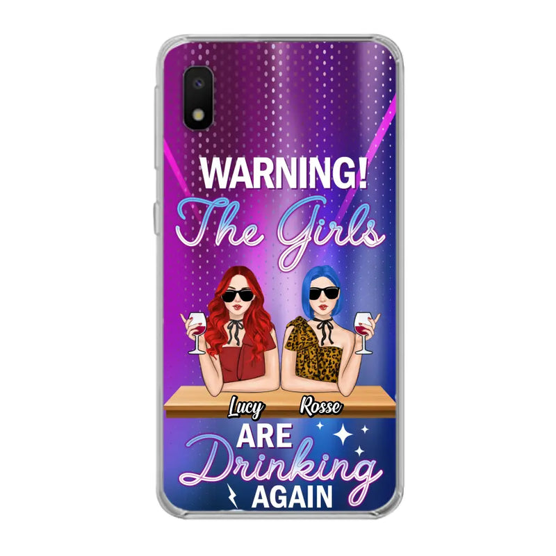 Personalized Besties Phone Case - Gift Idea For Friends/Besties - Up to 4 Girls - Warning The Girls Are Drinking Again - Case For iPhone/Samsung