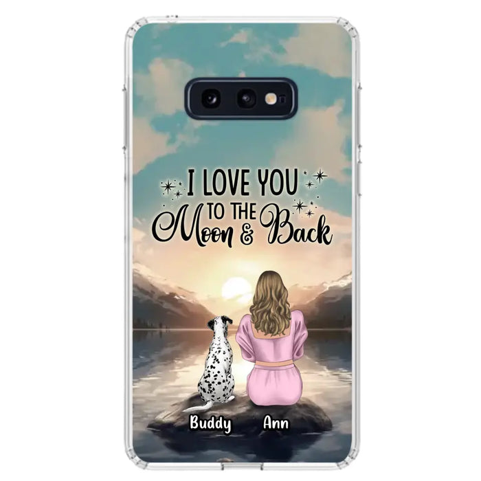 Custom Personalized Dog Mom Phone Case - Upto 6 Dogs - Gift Idea for Dog Lovers - I Love You To The Moon & Back - Case for iPhone/Samsung