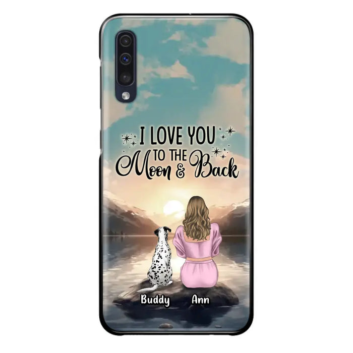 Custom Personalized Dog Mom Phone Case - Upto 6 Dogs - Gift Idea for Dog Lovers - I Love You To The Moon & Back - Case for iPhone/Samsung