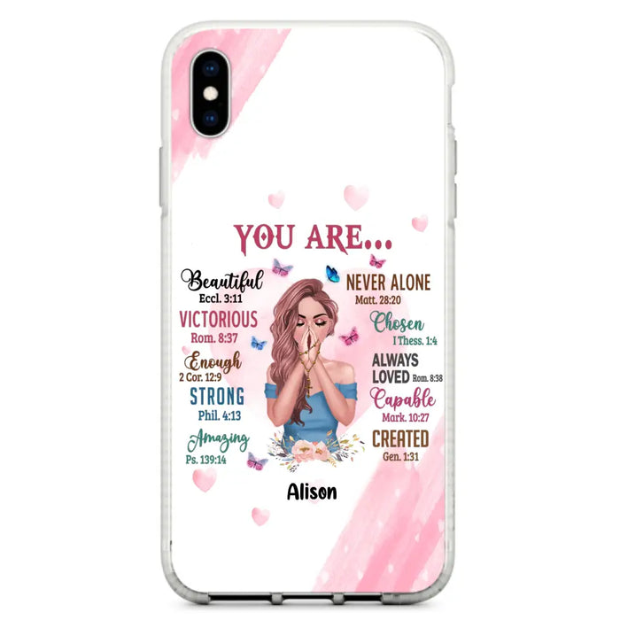 Custom Personalized Praying Girl Phone Case - Gift Idea for Girls/Friends - You Are Beautiful - Case for iPhone/Samsung