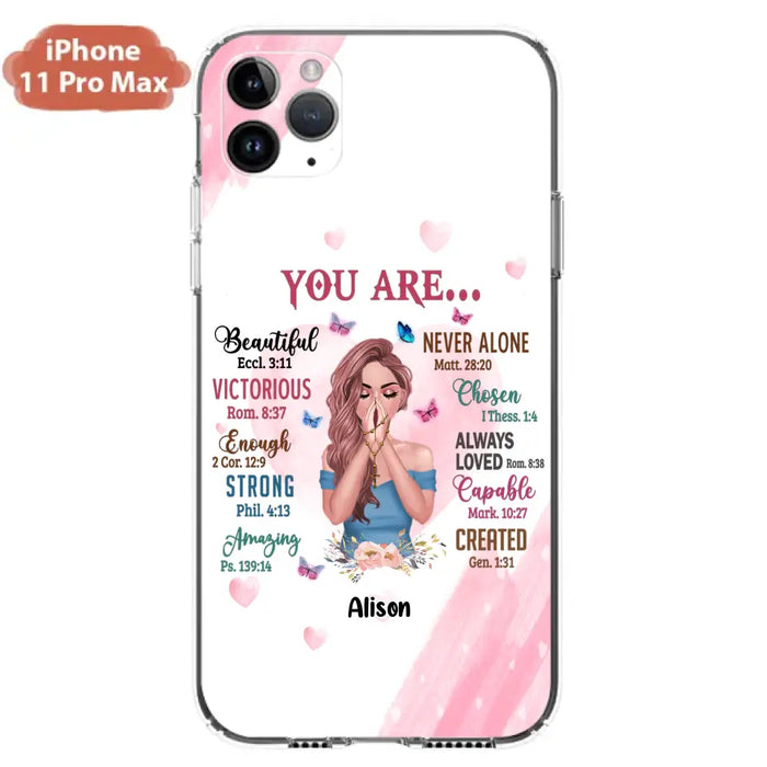 Custom Personalized Praying Girl Phone Case - Gift Idea for Girls/Friends - You Are Beautiful - Case for iPhone/Samsung