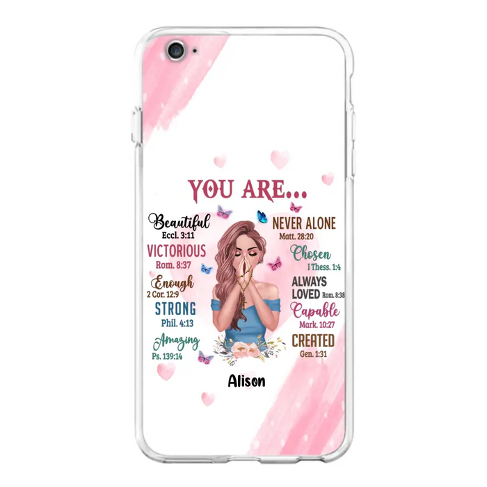 Custom Personalized Praying Girl Phone Case - Gift Idea for Girls/Friends - You Are Beautiful - Case for iPhone/Samsung