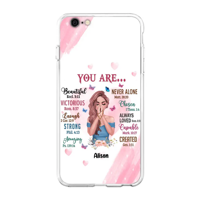 Custom Personalized Praying Girl Phone Case - Gift Idea for Girls/Friends - You Are Beautiful - Case for iPhone/Samsung