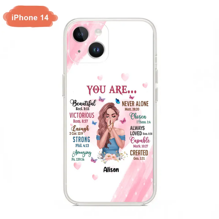 Custom Personalized Praying Girl Phone Case - Gift Idea for Girls/Friends - You Are Beautiful - Case for iPhone/Samsung