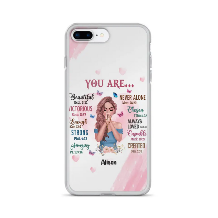 Custom Personalized Praying Girl Phone Case - Gift Idea for Girls/Friends - You Are Beautiful - Case for iPhone/Samsung