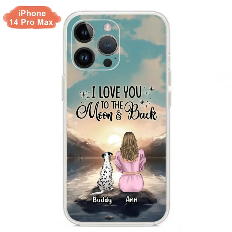 Personalized Dog Mom Phone Case - Up to 6 Dogs - Gift Idea for Dog Lovers - I Love You To The Moon & Back - Case for iPhone/Samsung