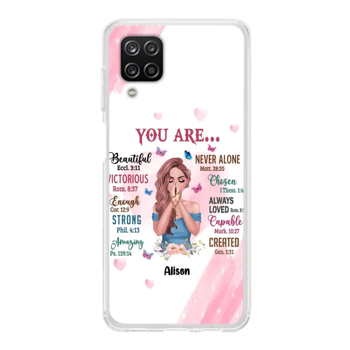 Custom Personalized Praying Girl Phone Case - Gift Idea for Girls/Friends - You Are Beautiful - Case for iPhone/Samsung