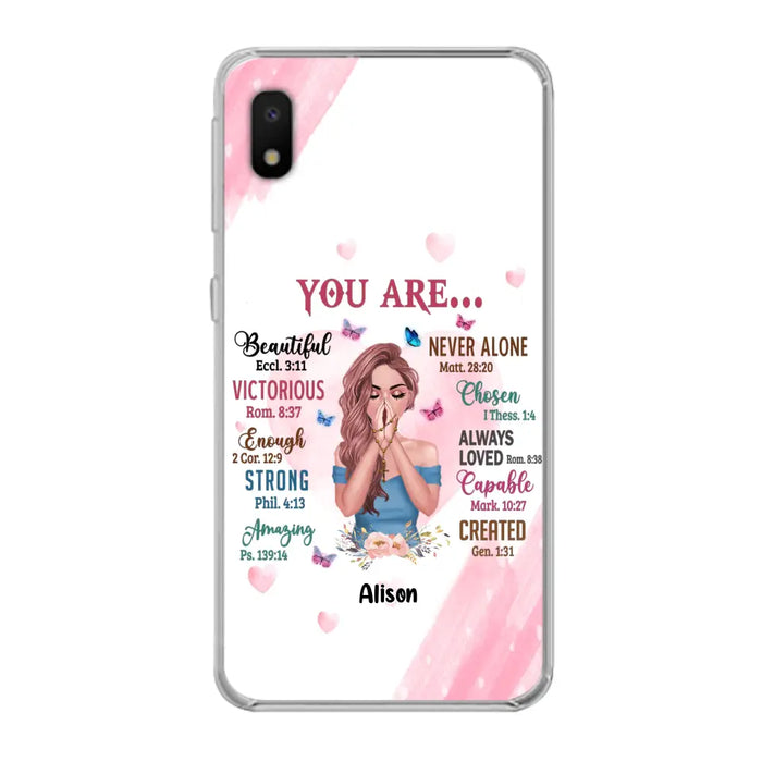 Custom Personalized Praying Girl Phone Case - Gift Idea for Girls/Friends - You Are Beautiful - Case for iPhone/Samsung