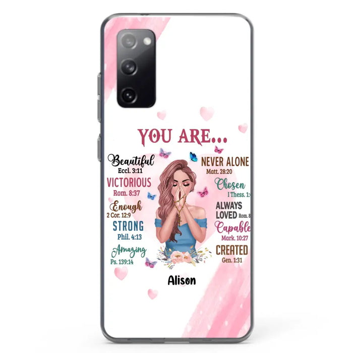 Custom Personalized Praying Girl Phone Case - Gift Idea for Girls/Friends - You Are Beautiful - Case for iPhone/Samsung