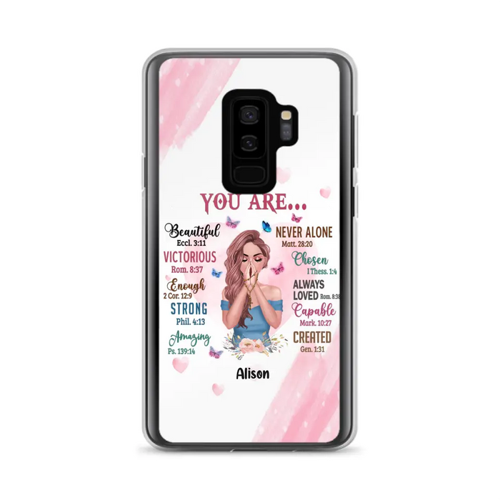 Custom Personalized Praying Girl Phone Case - Gift Idea for Girls/Friends - You Are Beautiful - Case for iPhone/Samsung