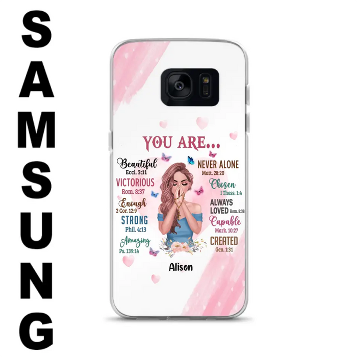 Custom Personalized Praying Girl Phone Case - Gift Idea for Girls/Friends - You Are Beautiful - Case for iPhone/Samsung