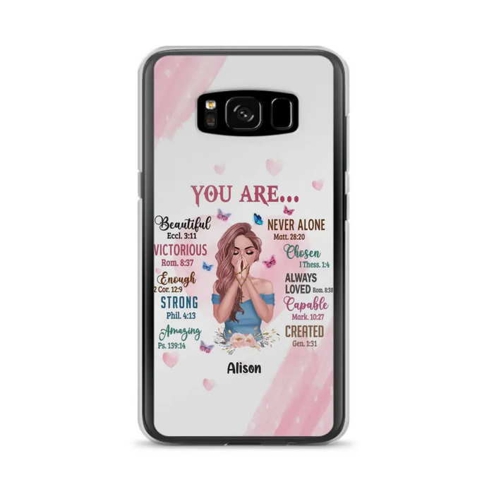 Custom Personalized Praying Girl Phone Case - Gift Idea for Girls/Friends - You Are Beautiful - Case for iPhone/Samsung