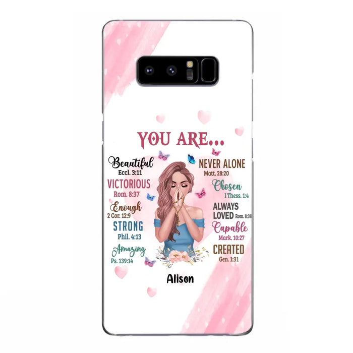 Custom Personalized Praying Girl Phone Case - Gift Idea for Girls/Friends - You Are Beautiful - Case for iPhone/Samsung