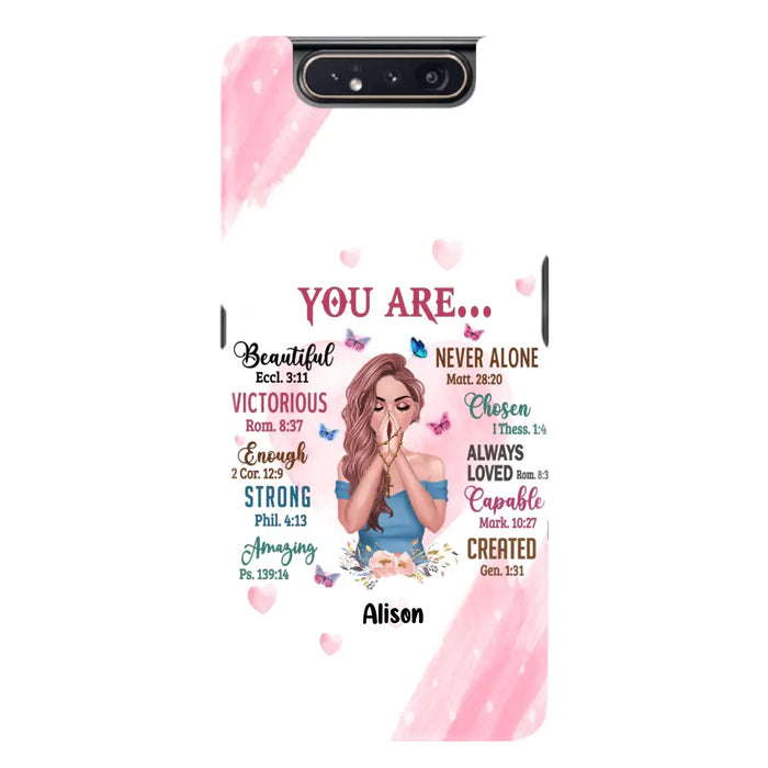 Custom Personalized Praying Girl Phone Case - Gift Idea for Girls/Friends - You Are Beautiful - Case for iPhone/Samsung