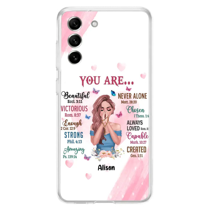 Custom Personalized Praying Girl Phone Case - Gift Idea for Girls/Friends - You Are Beautiful - Case for iPhone/Samsung