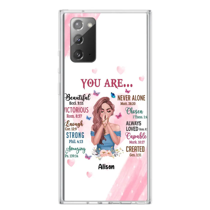 Custom Personalized Praying Girl Phone Case - Gift Idea for Girls/Friends - You Are Beautiful - Case for iPhone/Samsung