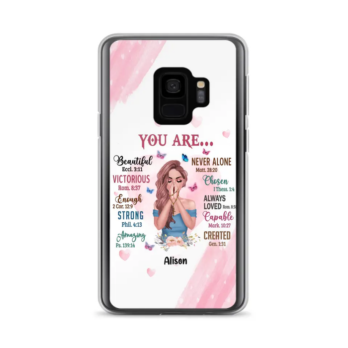 Custom Personalized Praying Girl Phone Case - Gift Idea for Girls/Friends - You Are Beautiful - Case for iPhone/Samsung