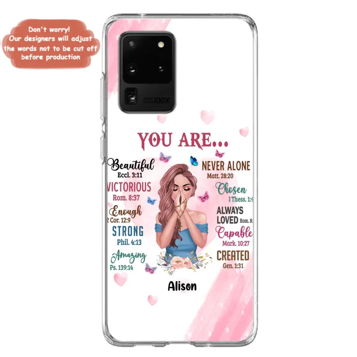 Custom Personalized Praying Girl Phone Case - Gift Idea for Girls/Friends - You Are Beautiful - Case for iPhone/Samsung