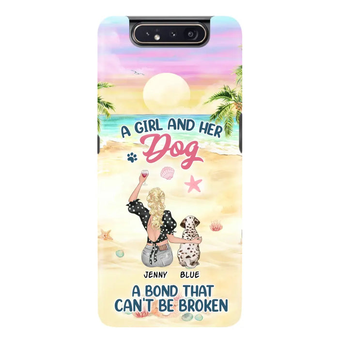 Custom Personalized Dog Mom Phone Case - Upto 6 Dogs - Gift Idea for Dog Lovers - A Girl And Her Dog A Bond That Can't Be Broken - Case for iPhone/Samsung