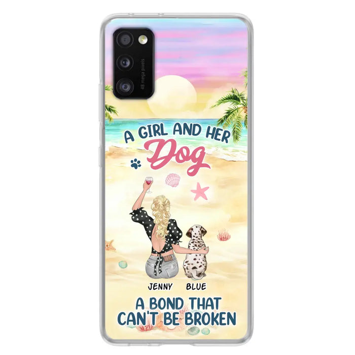 Custom Personalized Dog Mom Phone Case - Upto 6 Dogs - Gift Idea for Dog Lovers - A Girl And Her Dog A Bond That Can't Be Broken - Case for iPhone/Samsung