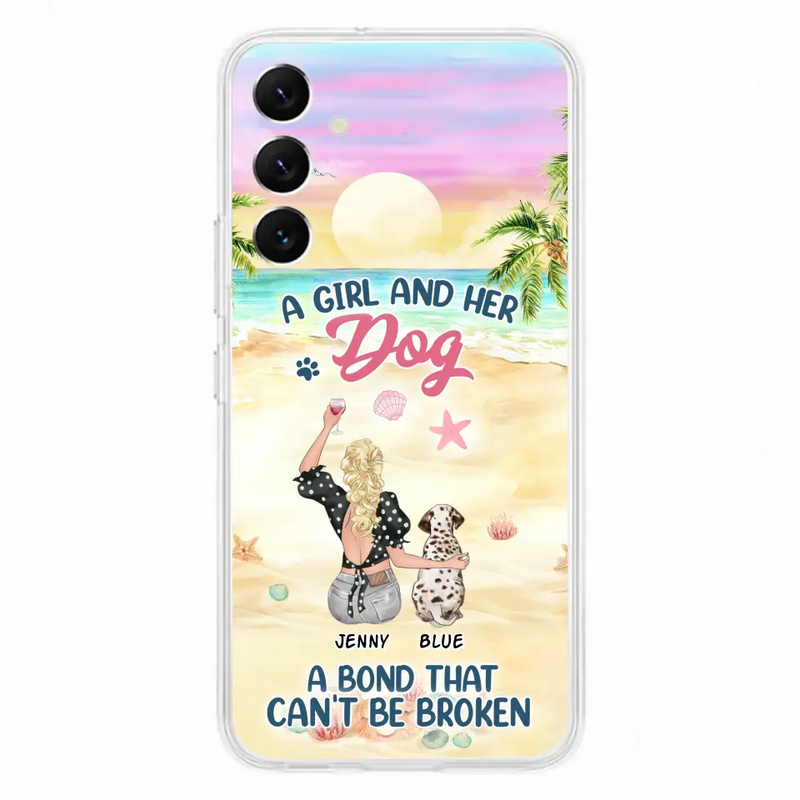 Personalized Dog Mom Phone Case - Up to 6 Dogs - Gift Idea for Dog Lovers - A Girl And Her Dog A Bond That Can't Be Broken - Case for iPhone/Samsung