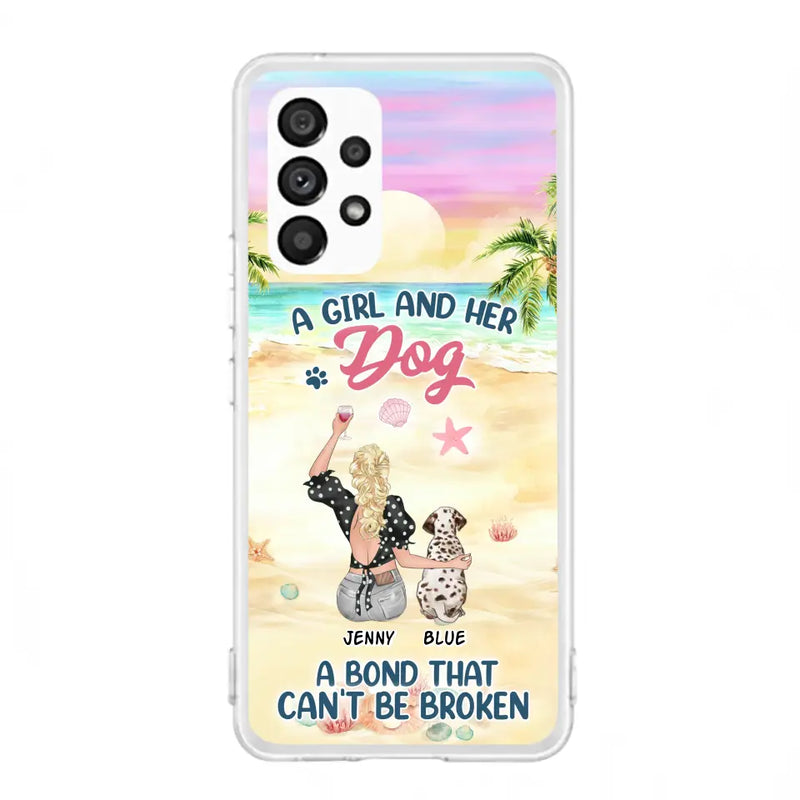 Personalized Dog Mom Phone Case - Up to 6 Dogs - Gift Idea for Dog Lovers - A Girl And Her Dog A Bond That Can't Be Broken - Case for iPhone/Samsung