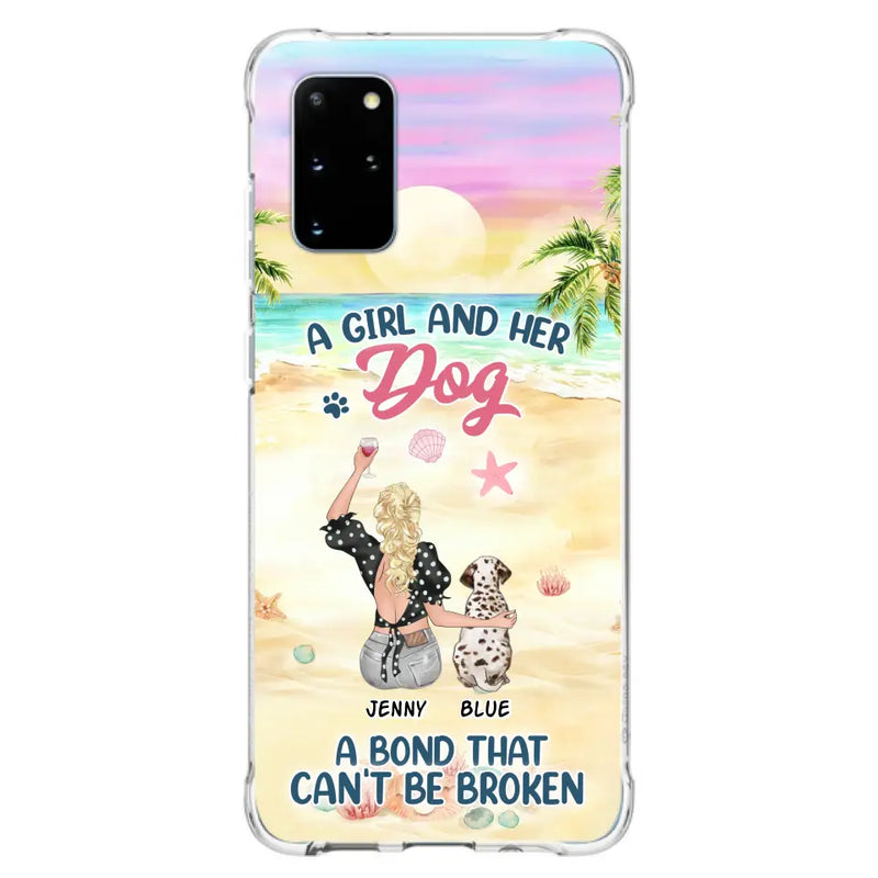 Personalized Dog Mom Phone Case - Up to 6 Dogs - Gift Idea for Dog Lovers - A Girl And Her Dog A Bond That Can't Be Broken - Case for iPhone/Samsung