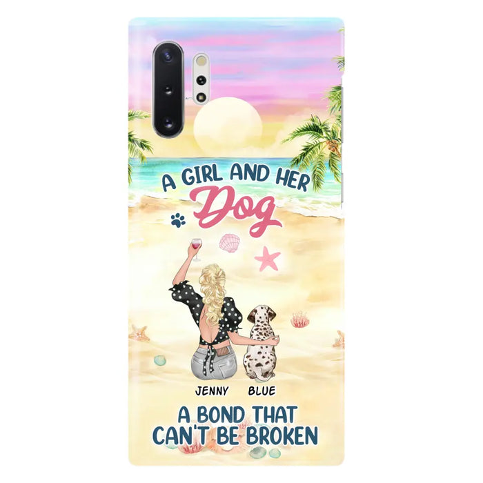 Custom Personalized Dog Mom Phone Case - Upto 6 Dogs - Gift Idea for Dog Lovers - A Girl And Her Dog A Bond That Can't Be Broken - Case for iPhone/Samsung