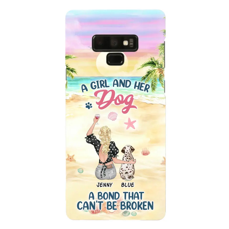 Personalized Dog Mom Phone Case - Up to 6 Dogs - Gift Idea for Dog Lovers - A Girl And Her Dog A Bond That Can't Be Broken - Case for iPhone/Samsung