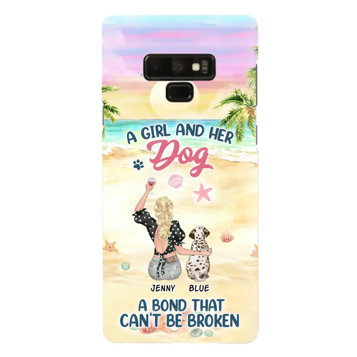 Custom Personalized Dog Mom Phone Case - Upto 6 Dogs - Gift Idea for Dog Lovers - A Girl And Her Dog A Bond That Can't Be Broken - Case for iPhone/Samsung