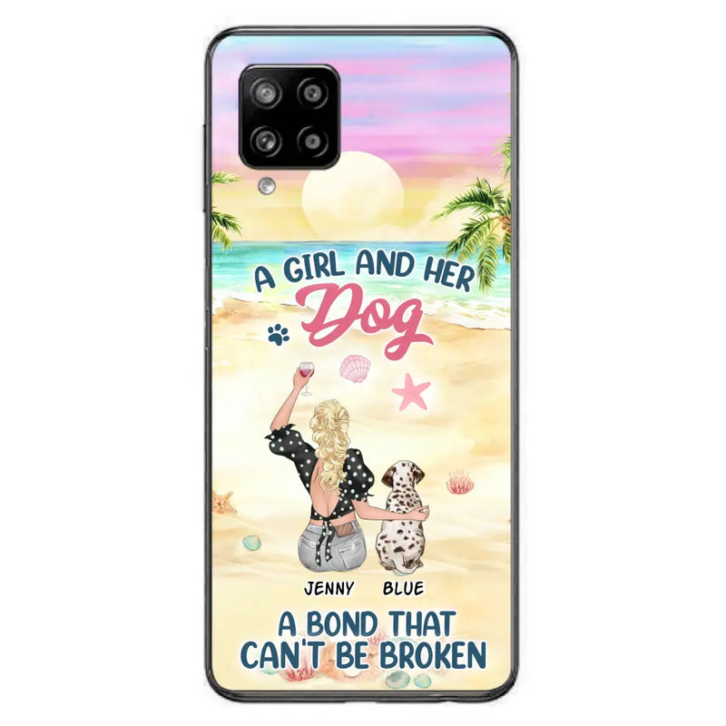 Personalized Dog Mom Phone Case - Up to 6 Dogs - Gift Idea for Dog Lovers - A Girl And Her Dog A Bond That Can't Be Broken - Case for iPhone/Samsung