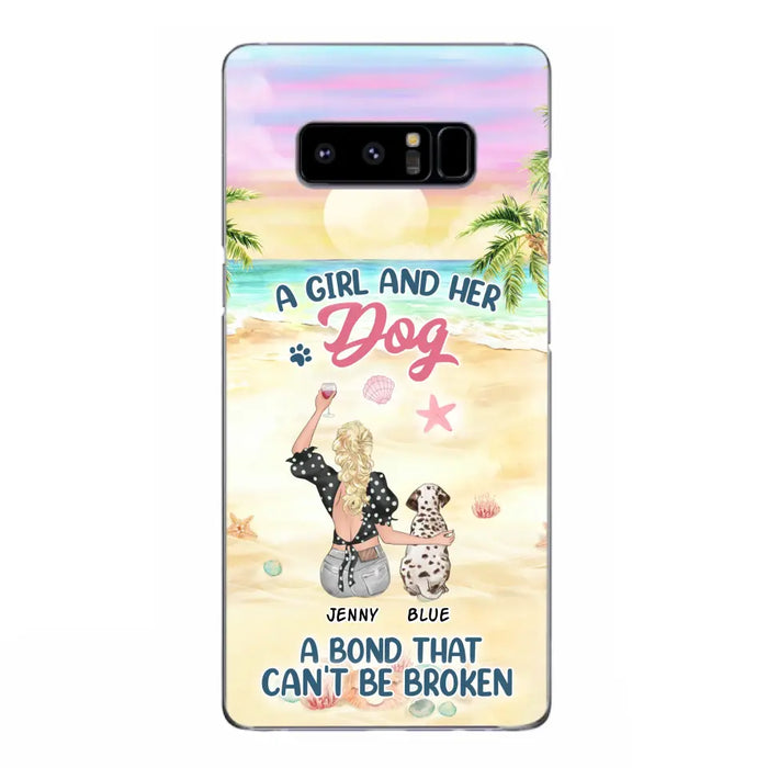 Custom Personalized Dog Mom Phone Case - Upto 6 Dogs - Gift Idea for Dog Lovers - A Girl And Her Dog A Bond That Can't Be Broken - Case for iPhone/Samsung