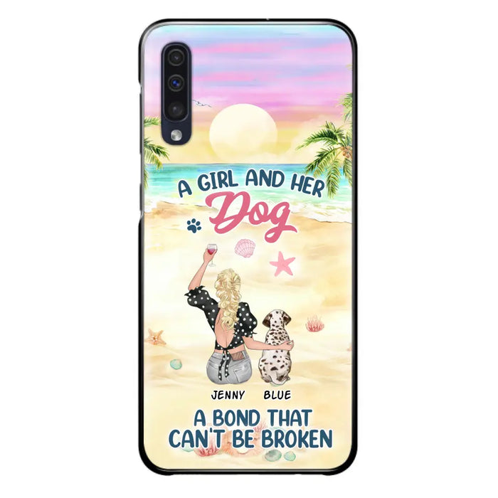 Custom Personalized Dog Mom Phone Case - Upto 6 Dogs - Gift Idea for Dog Lovers - A Girl And Her Dog A Bond That Can't Be Broken - Case for iPhone/Samsung