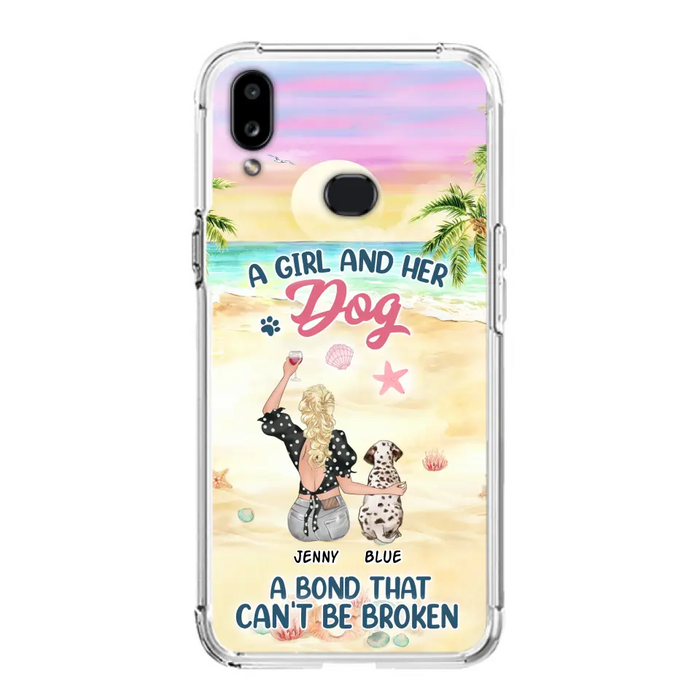 Custom Personalized Dog Mom Phone Case - Upto 6 Dogs - Gift Idea for Dog Lovers - A Girl And Her Dog A Bond That Can't Be Broken - Case for iPhone/Samsung