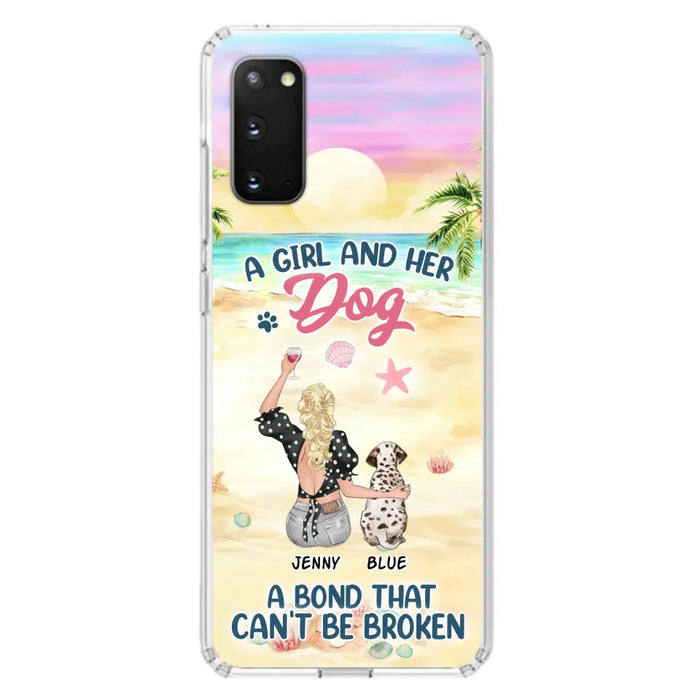 Custom Personalized Dog Mom Phone Case - Upto 6 Dogs - Gift Idea for Dog Lovers - A Girl And Her Dog A Bond That Can't Be Broken - Case for iPhone/Samsung