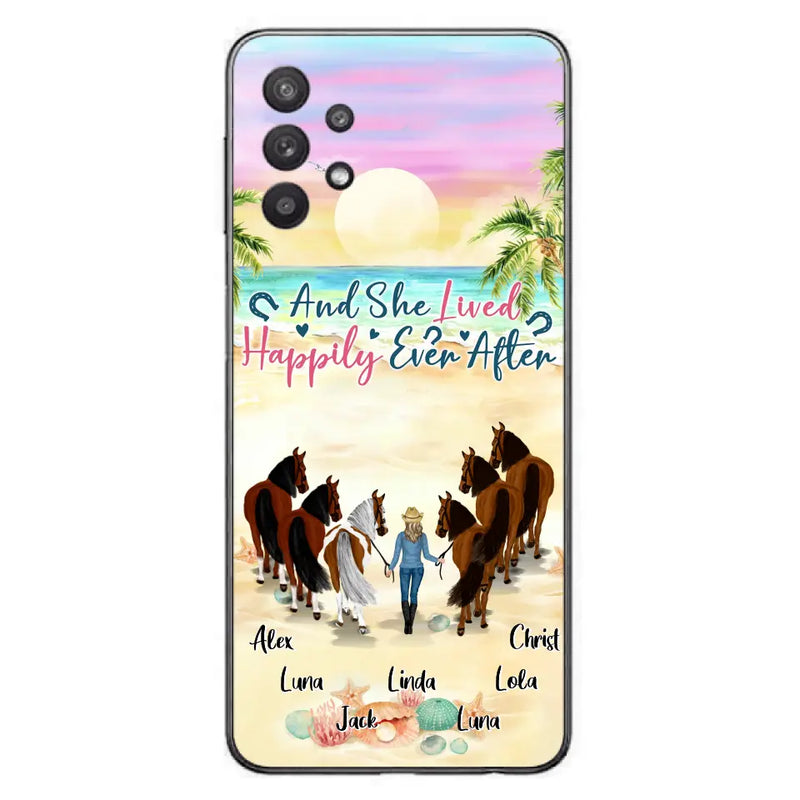 Personalized Horse Girl Phone Case - Up to 6 Horses - Gift Idea for Horse Lovers - And She Lived Happily Ever After - Case for iPhone/Samsung