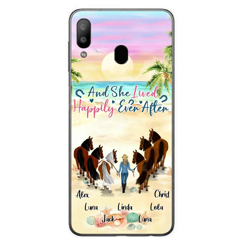Personalized Horse Girl Phone Case - Up to 6 Horses - Gift Idea for Horse Lovers - And She Lived Happily Ever After - Case for iPhone/Samsung