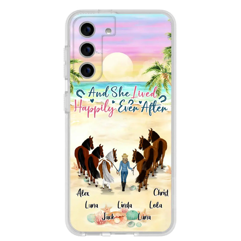 Personalized Horse Girl Phone Case - Up to 6 Horses - Gift Idea for Horse Lovers - And She Lived Happily Ever After - Case for iPhone/Samsung