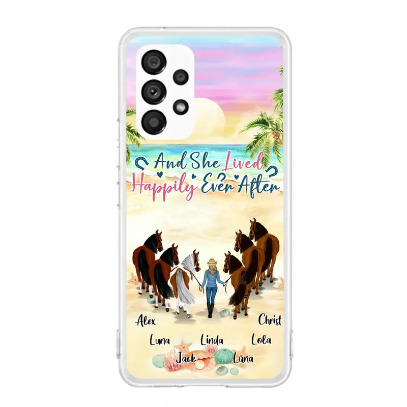 Personalized Horse Girl Phone Case - Up to 6 Horses - Gift Idea for Horse Lovers - And She Lived Happily Ever After - Case for iPhone/Samsung