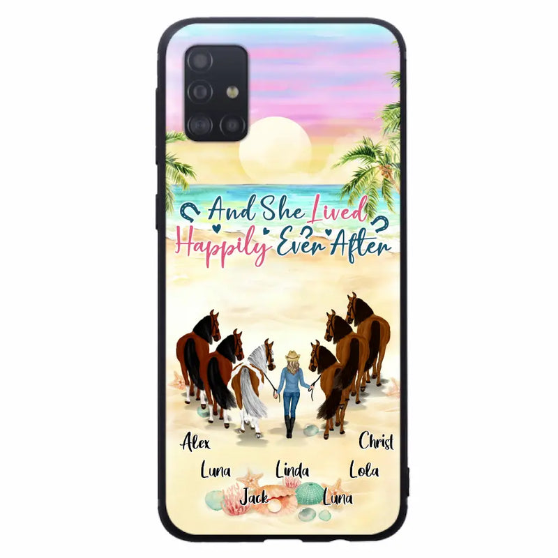 Personalized Horse Girl Phone Case - Up to 6 Horses - Gift Idea for Horse Lovers - And She Lived Happily Ever After - Case for iPhone/Samsung