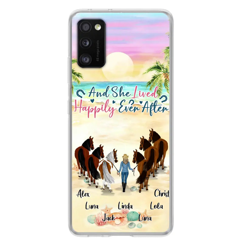 Personalized Horse Girl Phone Case - Up to 6 Horses - Gift Idea for Horse Lovers - And She Lived Happily Ever After - Case for iPhone/Samsung