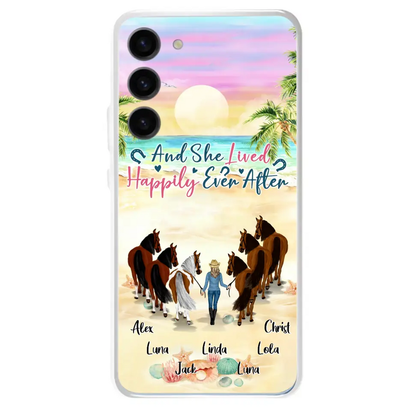 Personalized Horse Girl Phone Case - Up to 6 Horses - Gift Idea for Horse Lovers - And She Lived Happily Ever After - Case for iPhone/Samsung