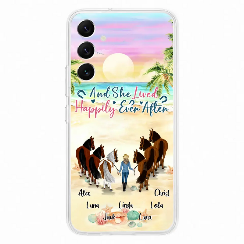 Personalized Horse Girl Phone Case - Up to 6 Horses - Gift Idea for Horse Lovers - And She Lived Happily Ever After - Case for iPhone/Samsung