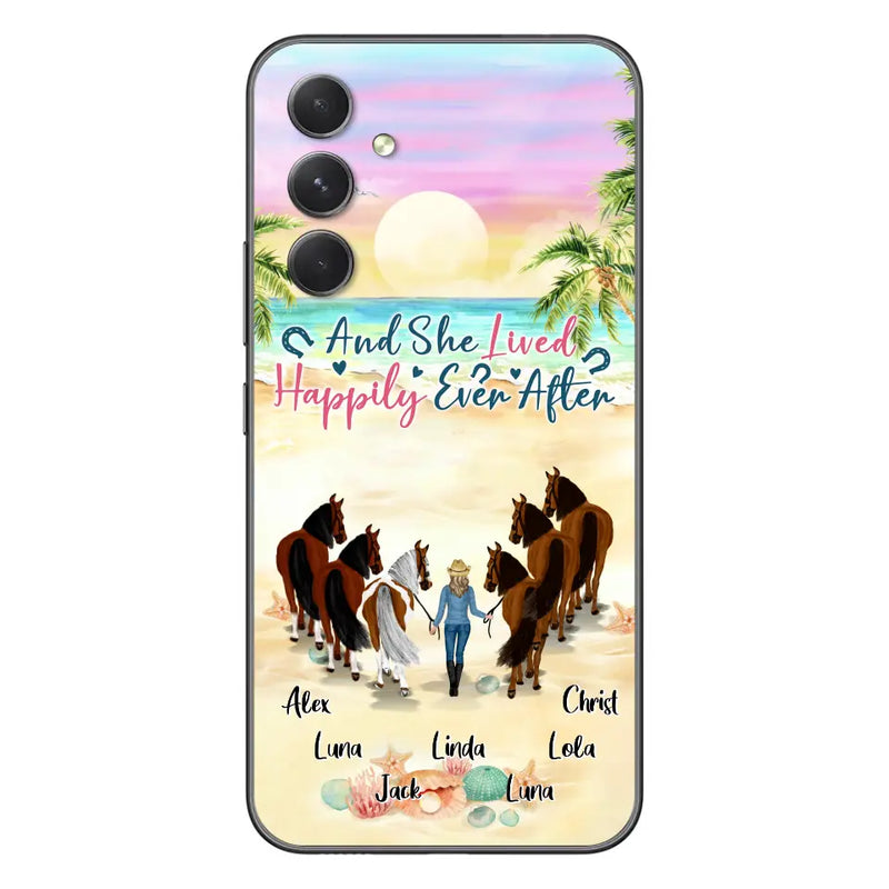Personalized Horse Girl Phone Case - Up to 6 Horses - Gift Idea for Horse Lovers - And She Lived Happily Ever After - Case for iPhone/Samsung