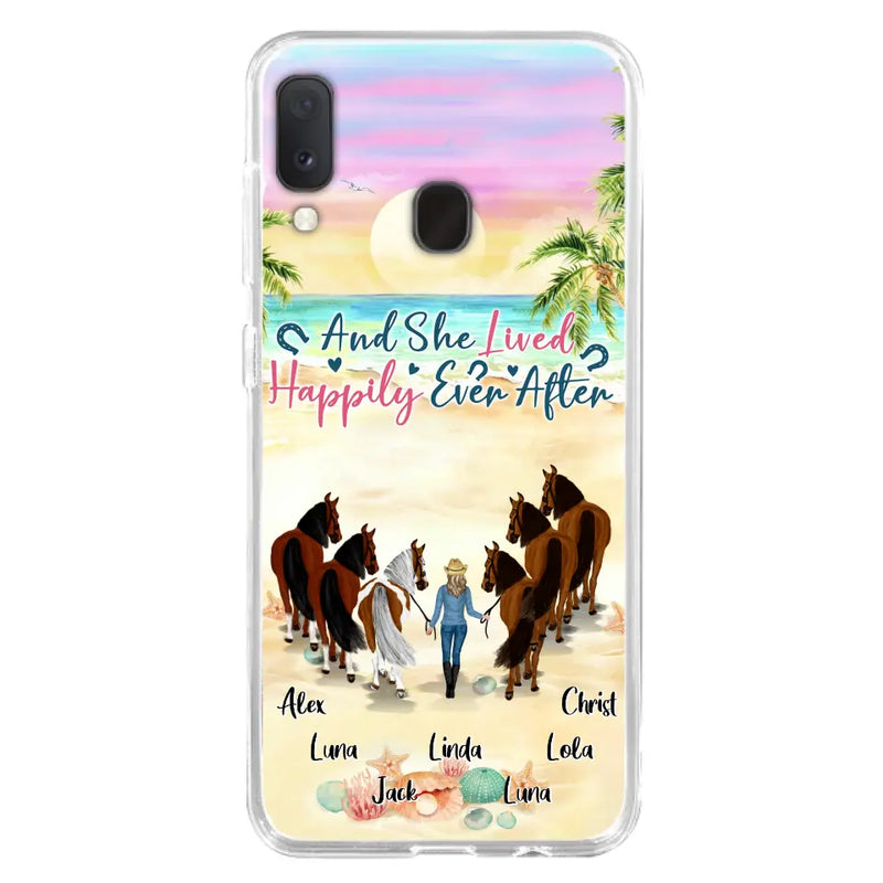 Personalized Horse Girl Phone Case - Up to 6 Horses - Gift Idea for Horse Lovers - And She Lived Happily Ever After - Case for iPhone/Samsung
