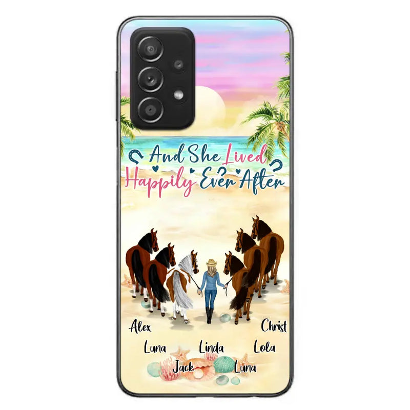 Personalized Horse Girl Phone Case - Up to 6 Horses - Gift Idea for Horse Lovers - And She Lived Happily Ever After - Case for iPhone/Samsung