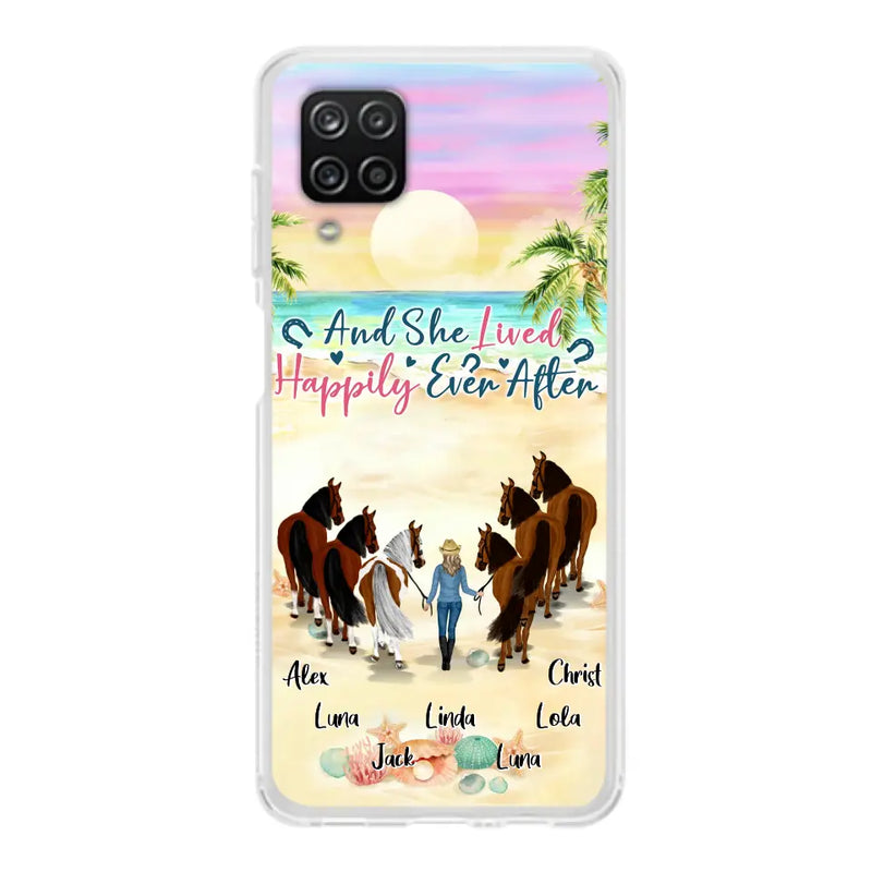 Personalized Horse Girl Phone Case - Up to 6 Horses - Gift Idea for Horse Lovers - And She Lived Happily Ever After - Case for iPhone/Samsung