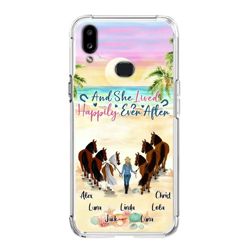 Personalized Horse Girl Phone Case - Up to 6 Horses - Gift Idea for Horse Lovers - And She Lived Happily Ever After - Case for iPhone/Samsung