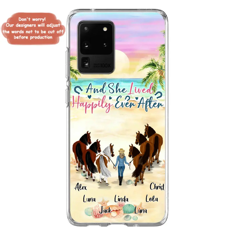 Personalized Horse Girl Phone Case - Up to 6 Horses - Gift Idea for Horse Lovers - And She Lived Happily Ever After - Case for iPhone/Samsung
