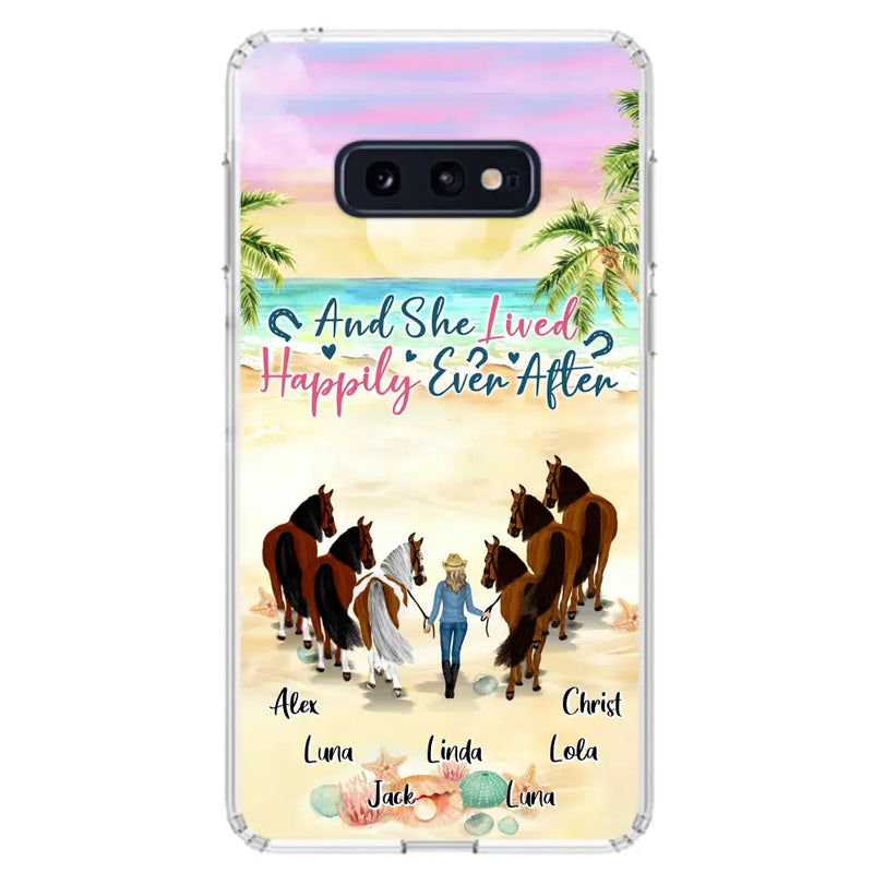 Personalized Horse Girl Phone Case - Up to 6 Horses - Gift Idea for Horse Lovers - And She Lived Happily Ever After - Case for iPhone/Samsung